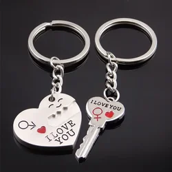 1Pair Lovers Heart Keychains Women Men Bag Pendant Couple Heart Forever Key Ring For Boyfriend Girlfriend Valentine'S Day Gift