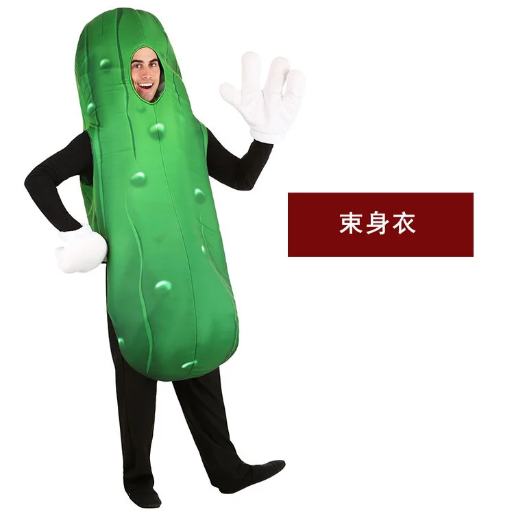 Disfraz de pepino vegetal para niños y adultos, traje de actuación para Halloween