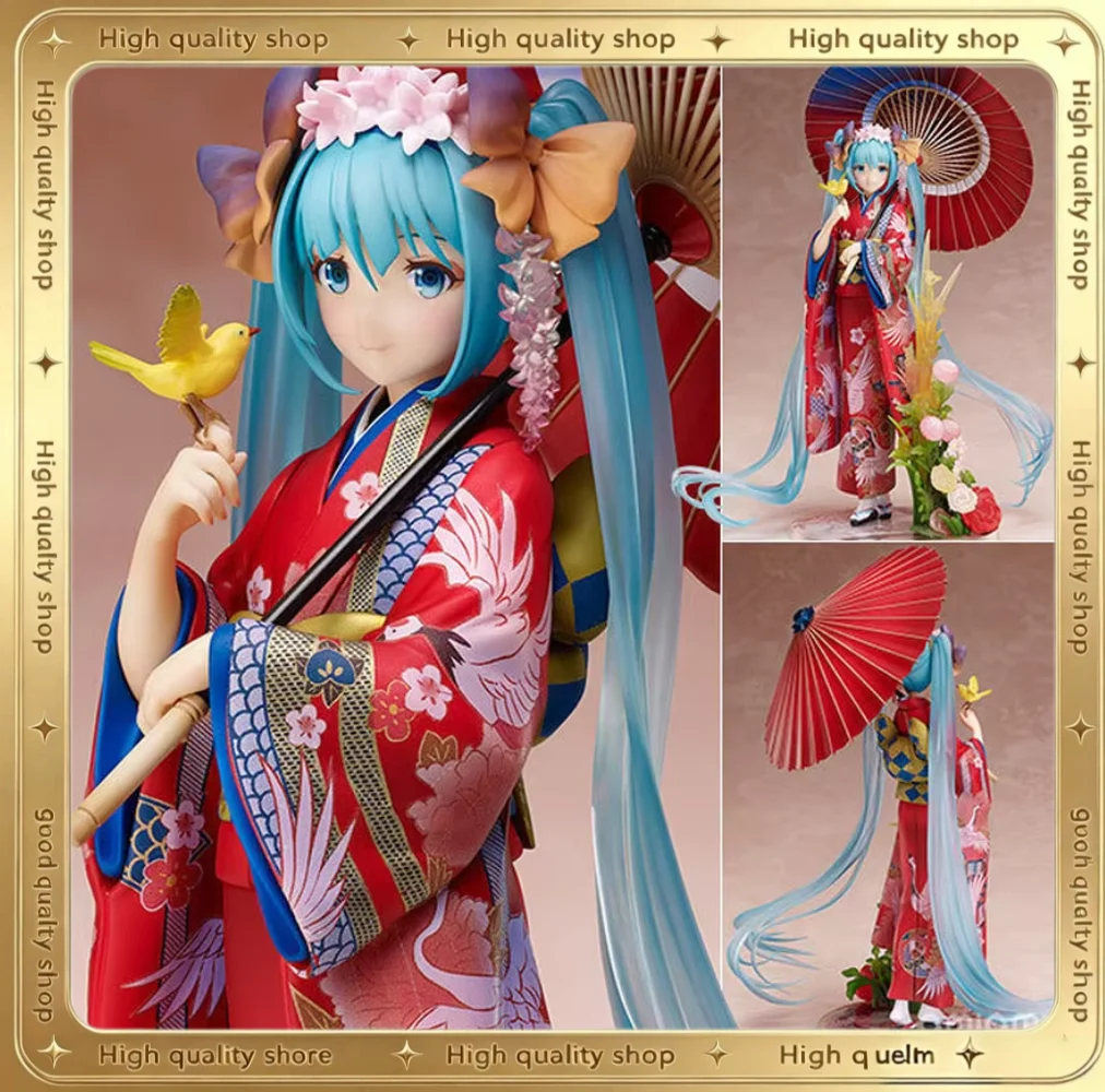 初音ミクかわいいアニメ-30-センチフィギュア女の子花柄着物ミクモデルデスクトップ装飾品コレクタブル像装飾サプライズおもちゃギフト