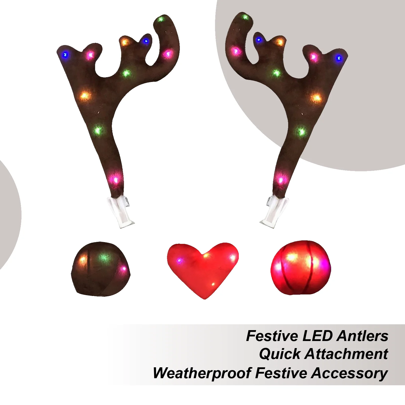 

Reindeer Car Decoration Christmas Lighted Auto Exterior Decor Auto Hood Decor Ornament For SUVs Trucks RVs Sedans Road Trips