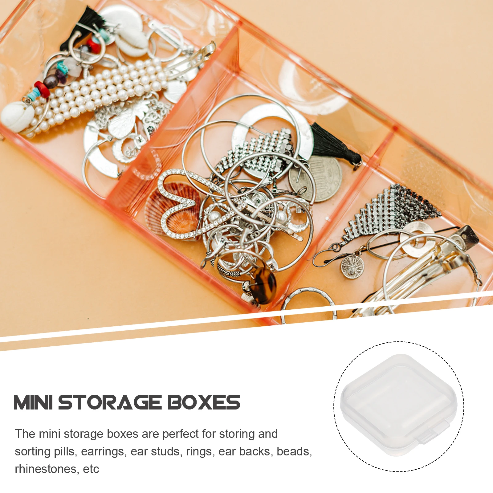 

120 Pcs Jewelry Box Small Earring Case Mini Organizer Beads Storage with Cover Container for Cases Containers Boxes