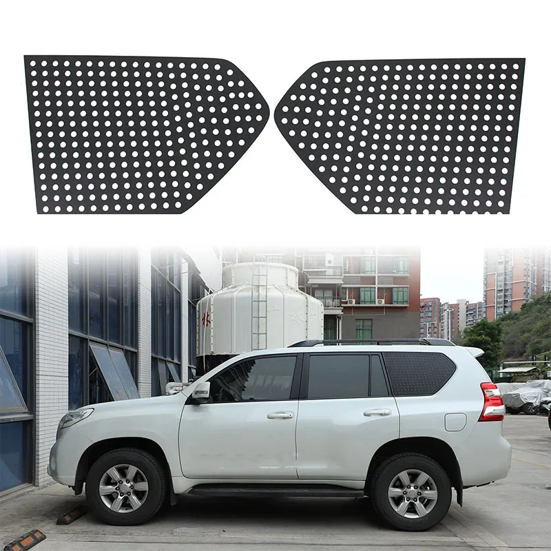 

For Toyota Land Cruiser Prado 150 2010-2023 Aluminum Alloy Black Car Rear Triangle Window Honeycomb Panel Sticker Accessories