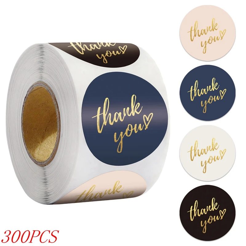 50-500 Stuks 1Inch Blauw Dank U Stickers Voor Envelop Afdichting Labels Briefpapier Levert Handgemaakte Huwelijkscadeau Decoratie sticker - afbeelding 1