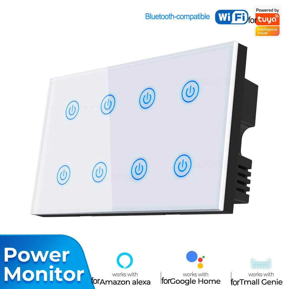 

1 шт., домашний сенсорный переключатель, замок от детей и регулируемая подсветка, совместимая с основными голосовыми помощниками, детали переключателей эффективности