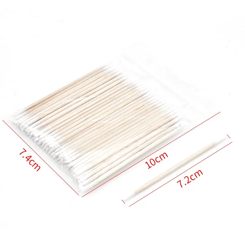 100Pcs Disposable Cotton Swab Ultra-small Brush Micro Wood Makeup Brushes Lint Free Eyelash Extension Glue Removing Make UpTools