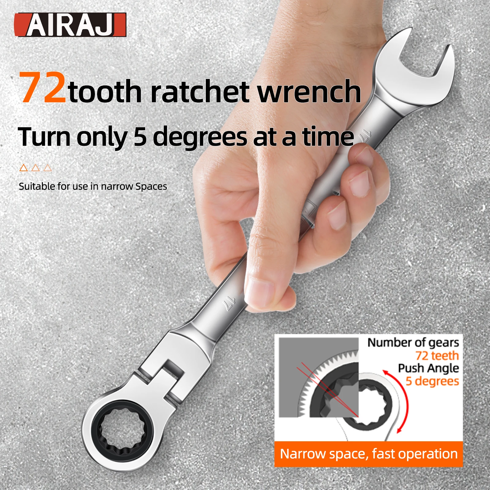 AIRAJ 8/10/12 ชิ้นประแจวงล้อหลายเครื่องมือ, 180 ° เครื่องมือช่างดีไซน์วงล้อ 72 ฟัน ตัวเลือกที่ดีที่สุดสําหรับการบํารุงรักษารถยนต์สําหรับครอบครัว