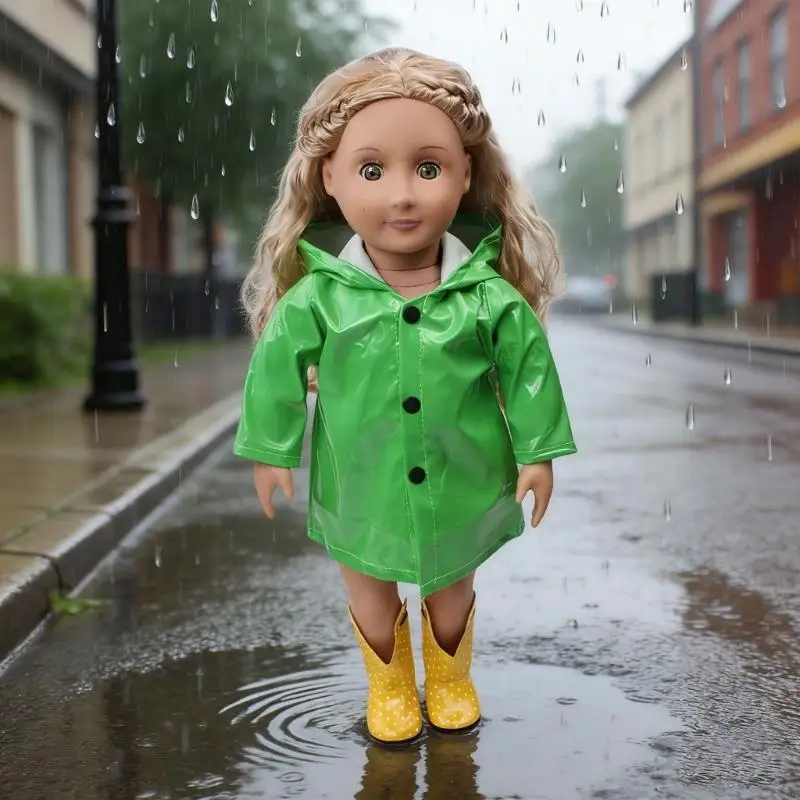 

Водонепроницаемый плащ для 18-дюймовых кукол-американок из прочной ткани со стильным дизайном 24BE