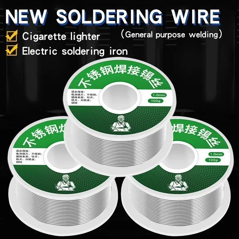 Imagem -02 - Chumbo sem Solda Fio Wick Welding Tin Wire Proteção Ambiental Roll Ferramentas de Solda 1.0 mm 100g 50g 30g