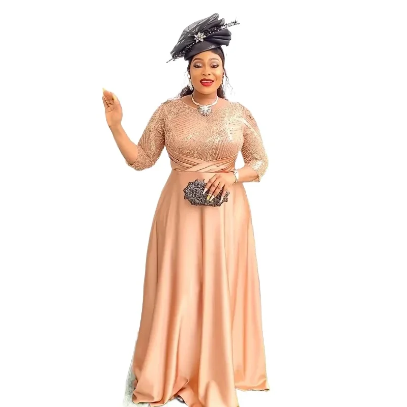 

2025 Plus Size African Party Dresses for Women Dashiki Ankara Sequin Wedding Evening Sexy Bodycon Christmas Dress Africa Clothes