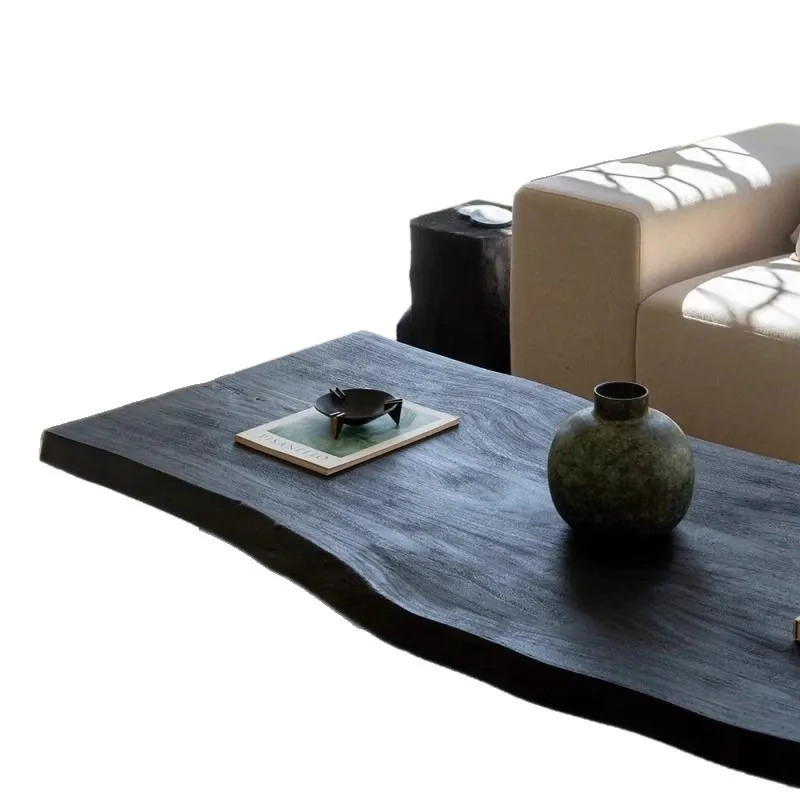 

Wabi-sabi, carbonized solid wood black, light luxury coffee table