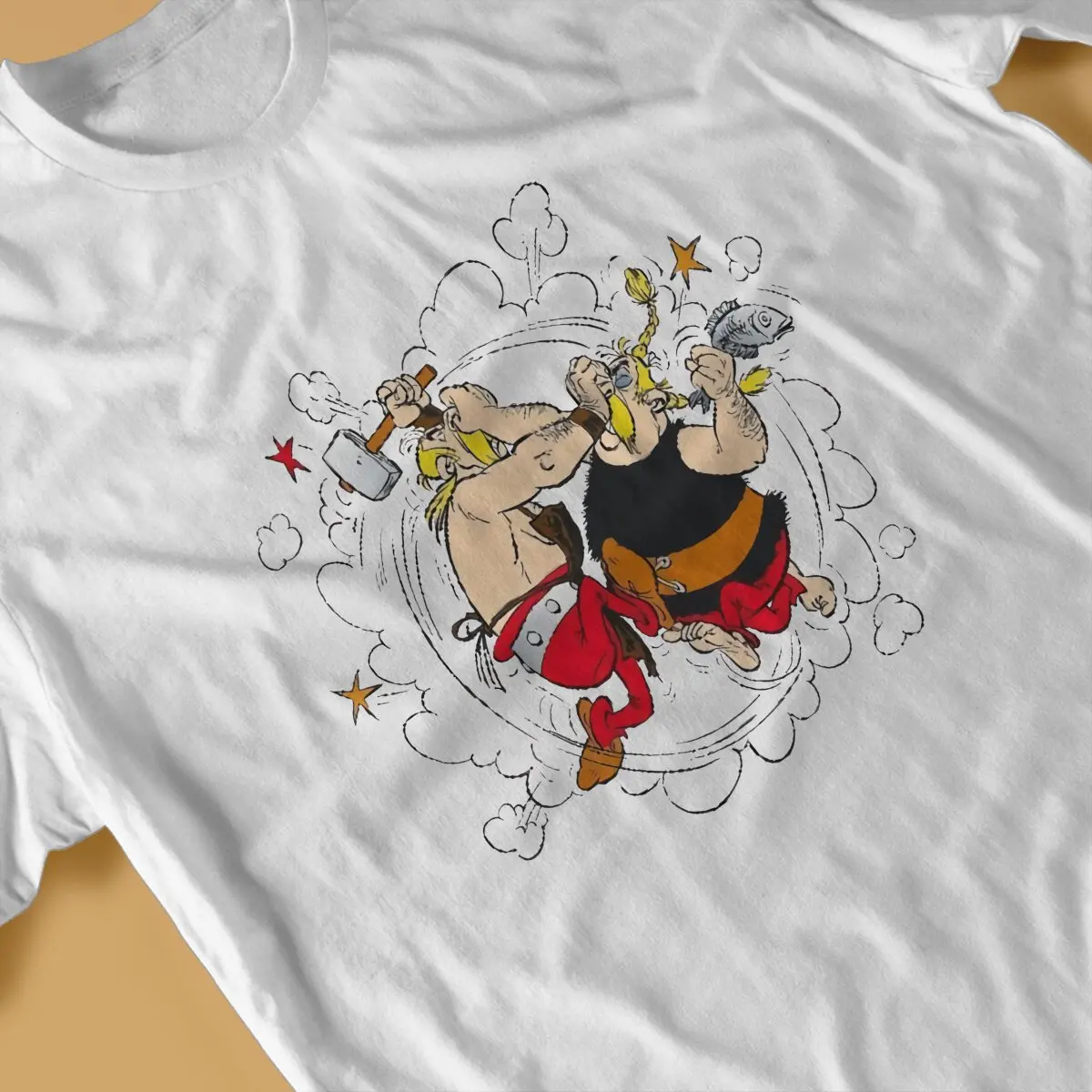 Asterix and Obelix Fights Tshirt Homme Men\'s Clothes Blusas Polyester T Shirt For Men