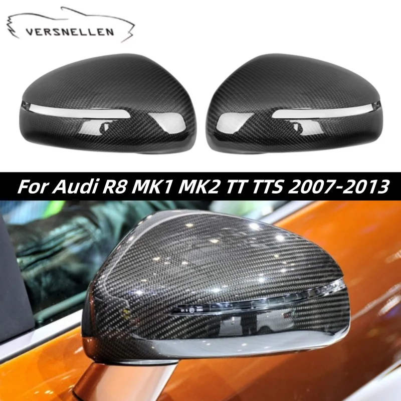 1 Pair Carbon Fiber Mirror Covers for Audi R8 MK1 MK2 TT TTS 2007-2014 Side Mirror Caps 1:1 Replacement Rearview Mirror Covers