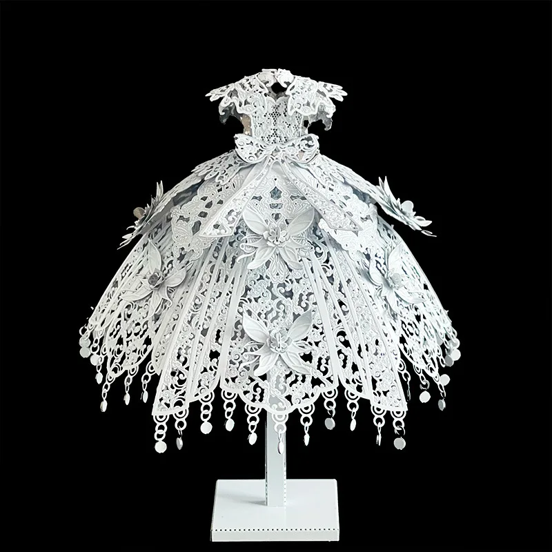 3D Metal Puzzle Beautiful White Lolita Dress DIY Handmade Assembly Model Laser Cutting Kits Jigsaw Puzzle Toys For Kids Adult
