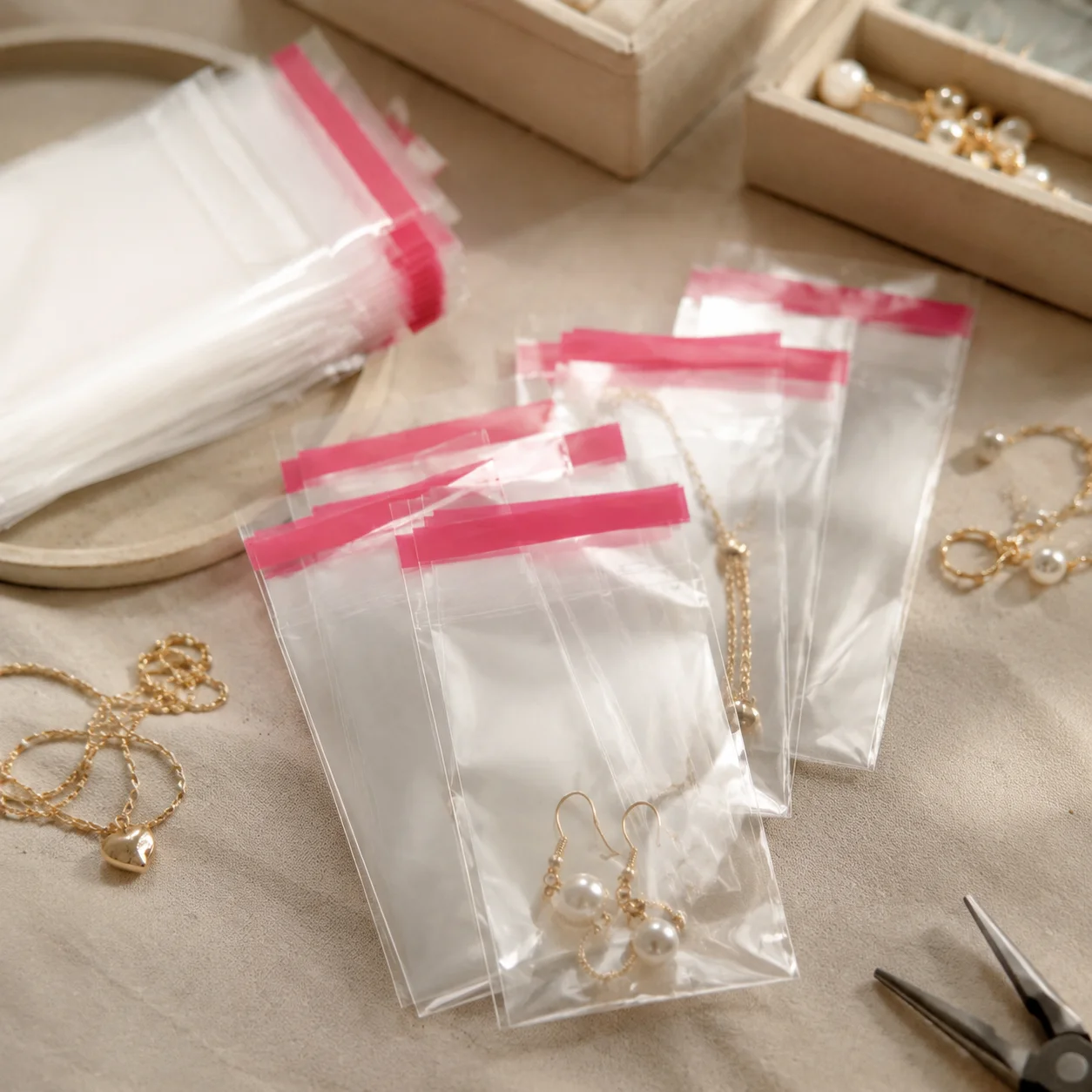 Transparente OPP Selbstklebende Plastiktüten, Klare Verpackungsbeutel für Schmuck, Süßigkeiten, Kleidung, Kleinteile, Tägliche Verpackung und Lagerung GYH – Detail 4