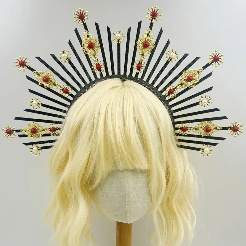 

DIY Baroque Crown Headband, Headgear, Accessories, Photo Photography, Handmade Sun Crown Props, Accessories, Jewelry, Headwear