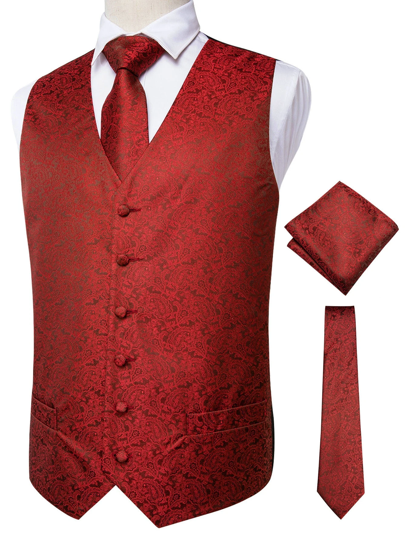 Erkek Jakarlı Yelek 3 Parça Se - Pocket Square Set incelemesi ve fiyatı