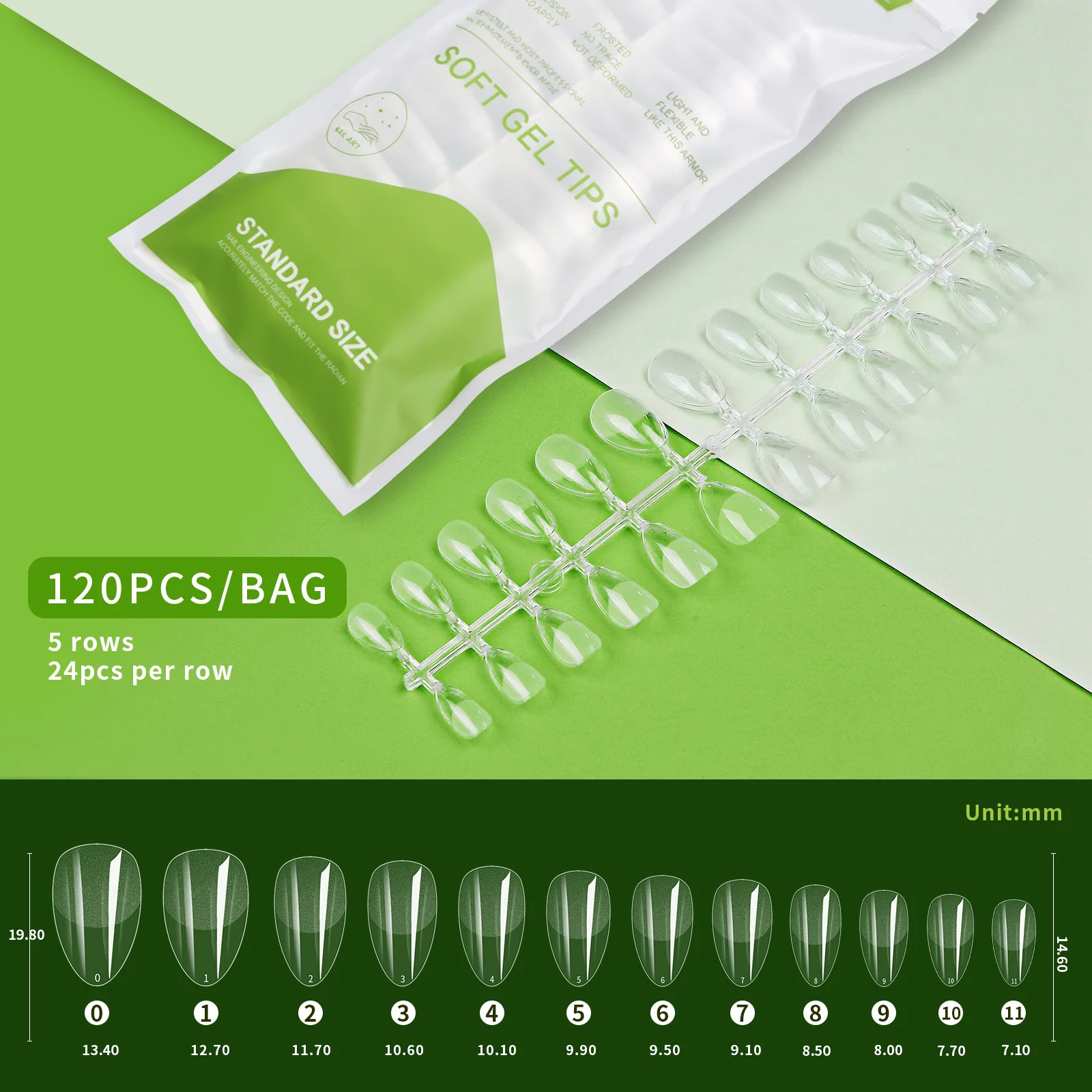 120 Stück ultradünne, weiche Gel-Spitzen, transparente, spurlose Press-On Coffin-Nägel für einen natürlichen Maniküre-Look – Detail 7
