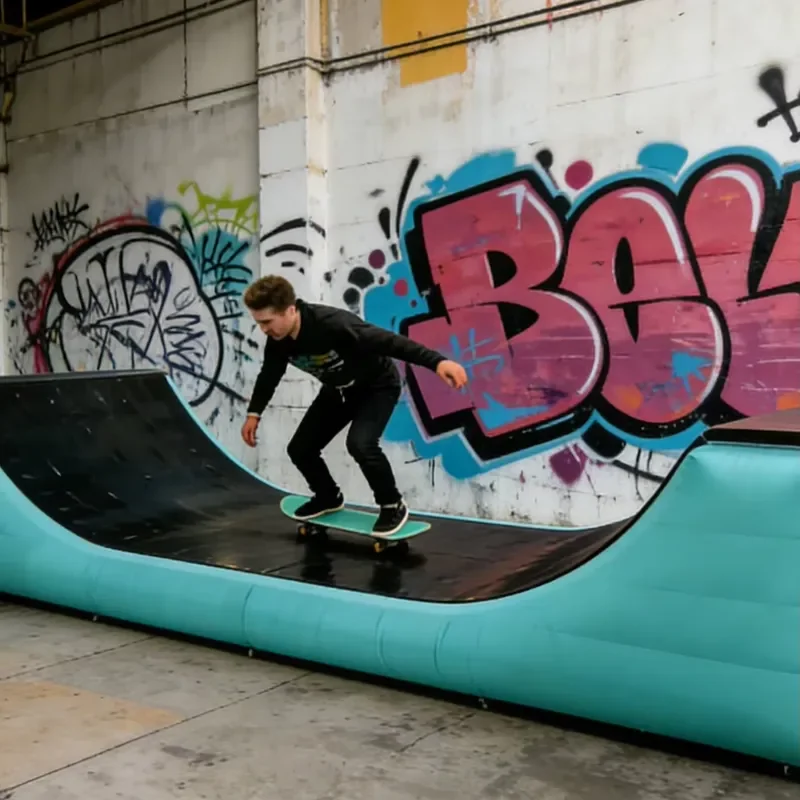 Waterproof UV Resistant Inflatable Skateboard Throwing Platform, Airtight Reinforced PVC Platform for Outdoor Sport Event Use