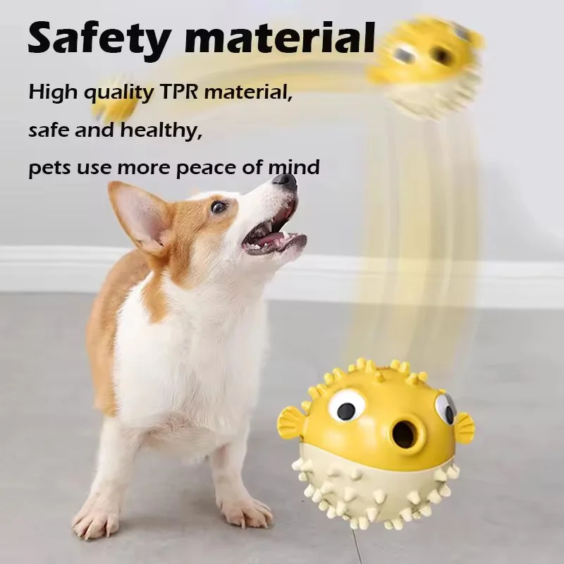 Interactive Bouncing Fish Dog Toy Treat Dispenser Slow Feeder Puzzle for Dogs And Cats Self-Play Boredom Relief Pet Plaything