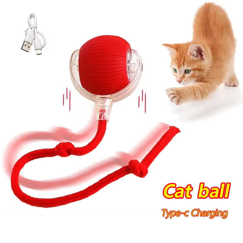 

1/2PCS Automatic Rolling Ball Interactive Ball Cat Toys Pet Supplies Dog and Cat Training to Imitate Rat USB Rechargeable