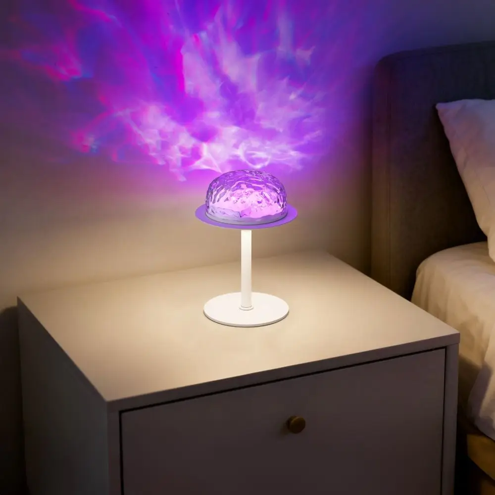 Dimmable Water Ripple Projector Light Touch Control RGB Colorful LED Night Light Decorative Height Adjustable RGB Bedside Lamp