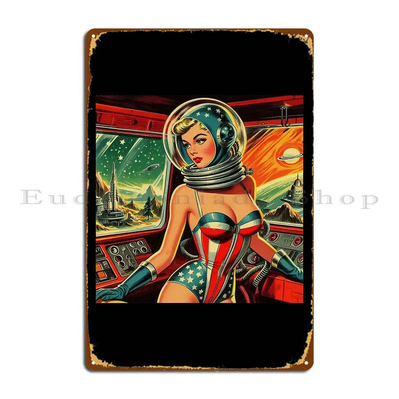 Retro Space Pin Up Metal Sign Poster PaintingCustomize Garage Customize Wall Custom Tin Sign Poster