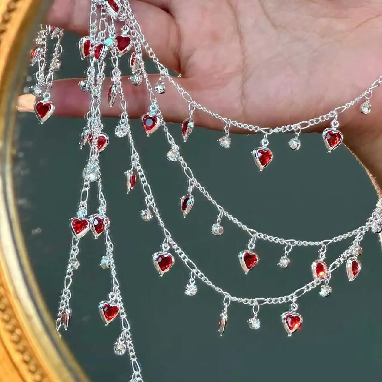 0.5/1m Gun Black Red Rhinestone Pendant Copper Chain Dark Series Chain DIY Necklace Costume Jewelry Making Accessories view 2