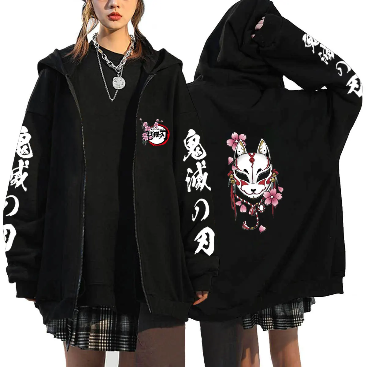 Fashion Anime Demon Slayer Zip Hoodie Roupas Masculinas Oversized Coat Tops For Women Men Zipper Sweat Femme Streetwear Jackets