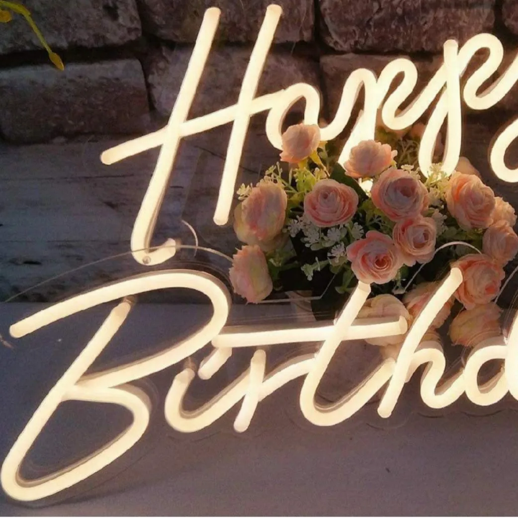 Happy Birthday LED Shape Light, Acrylic Neon Sign, Romantic Birthday Party Decor, Customizable Gift