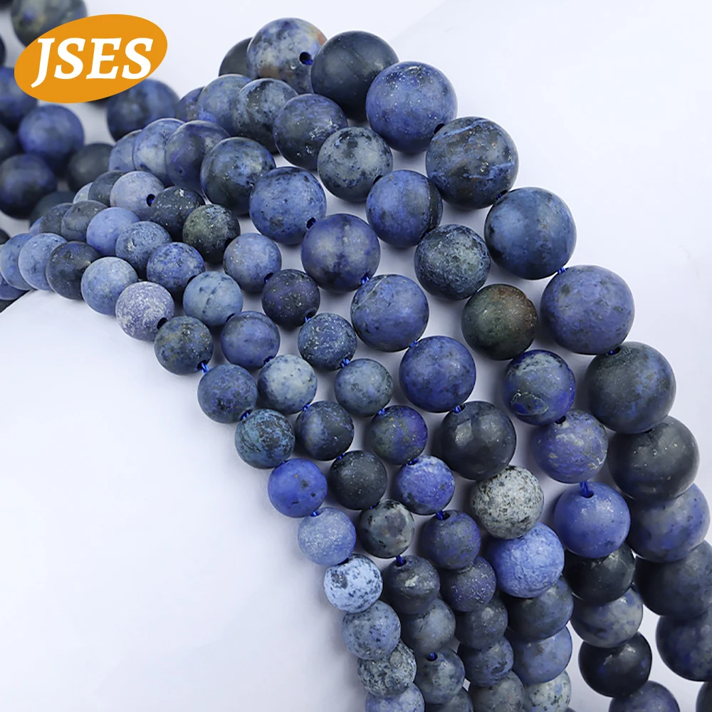 

JSES Natural Dumortierite Stone Matte Beads for Jewelry Making 6/8/10mm Bracelet Necklace Loose Stone Beads DIY Accessories