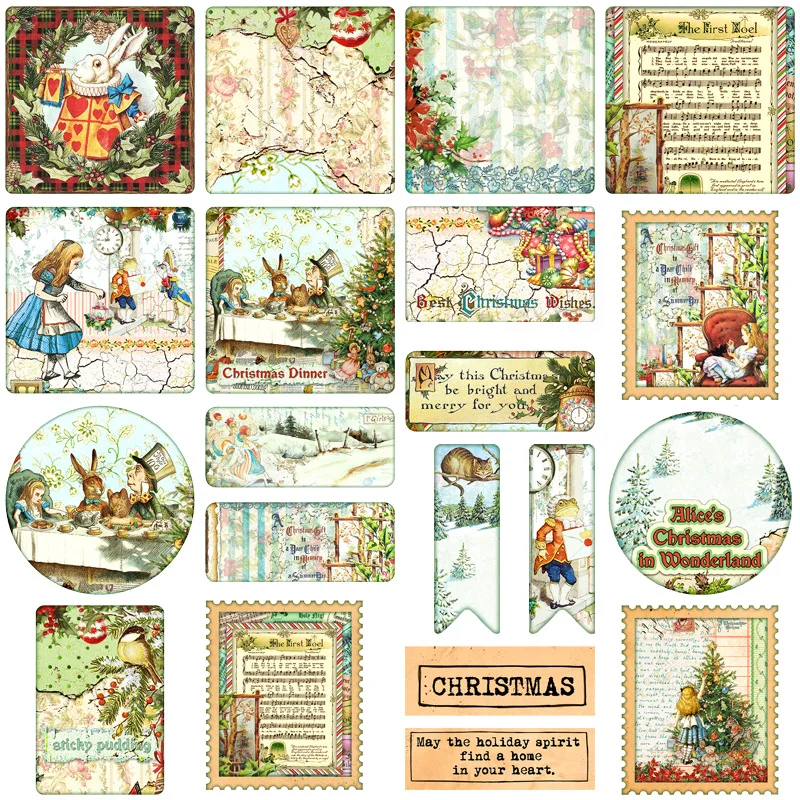 Retro Alice no País das Maravilhas Adesivos para Scrapbooking Planner, Coelho Floresta Jornal Material Set, Adesivos estéticos, DIY, 40Pcs