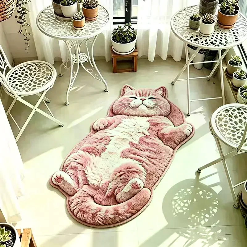 Cat-Shaped Area Rug: Adorable Fun Home Decor Carpet Living Rooms Cartoon Bedroom Soft Plush Mat