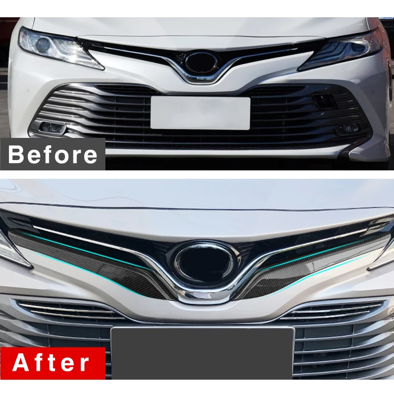 For Toyota Camry LE XLE 2018 2019 2020 Accessories Front Bumper Decoration Cover Styling Grilles Trim Grille Protector Car Refit