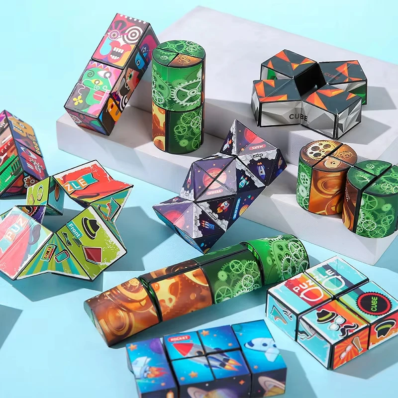 

Kids Magic Cube Game Shape Shifting Box Geometric Changeable 3D Decompression Hand Flip Puzzle Thinking Training Anti-stress Cub
