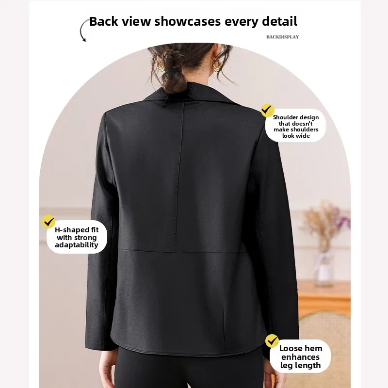 Sli Mommy Herbstmode 2024 Neue Oberbekleidung Kleine Größen Trendige Verjüngende Lederjacke für Frauen Mittleren Alters Frühling Herbst