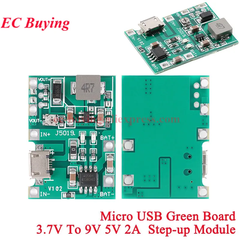 1Pc-10Pcs 3.7V To 9V 5V 2A DC-DC Step Up Boost Module 18650 Lithium Battery Charging Discharging Board Type-C Booster Converter