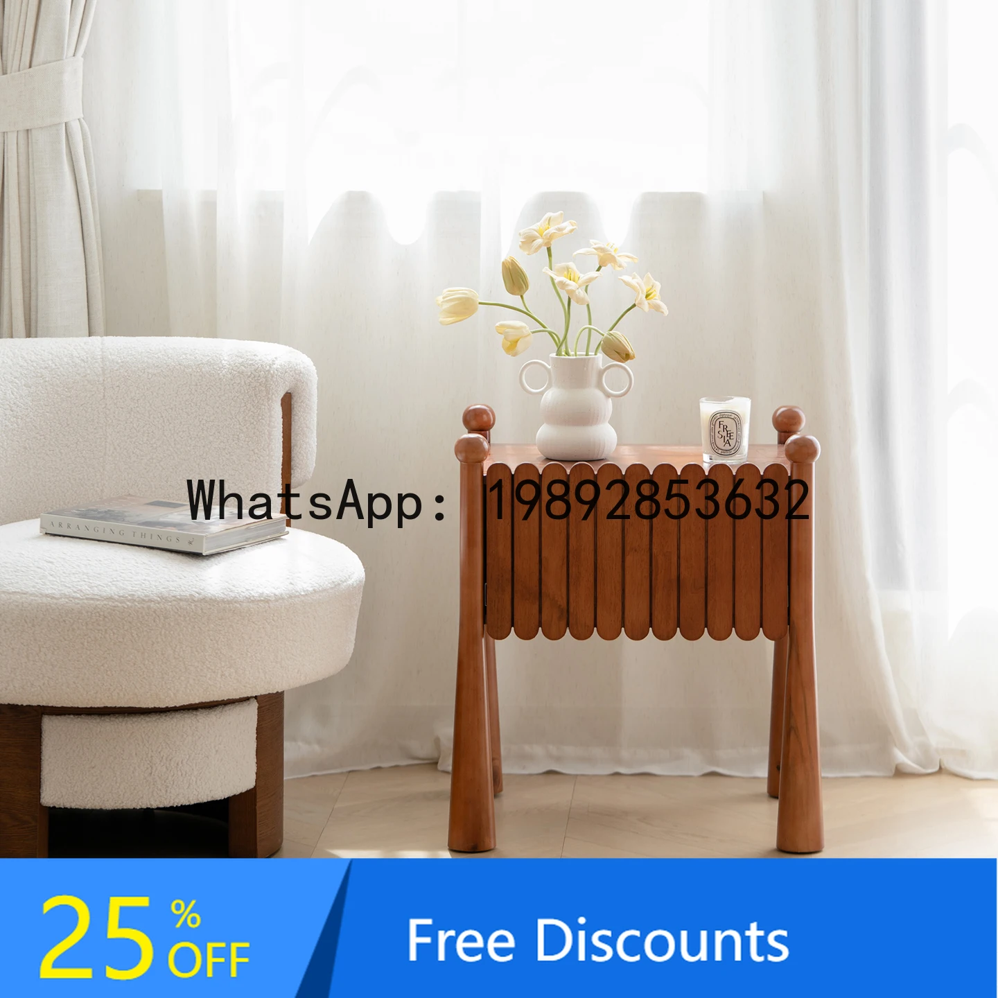 

Vintage Solid Wood Nightstand Bedroom Bedside Storage Cabinet Antique Style Organizer