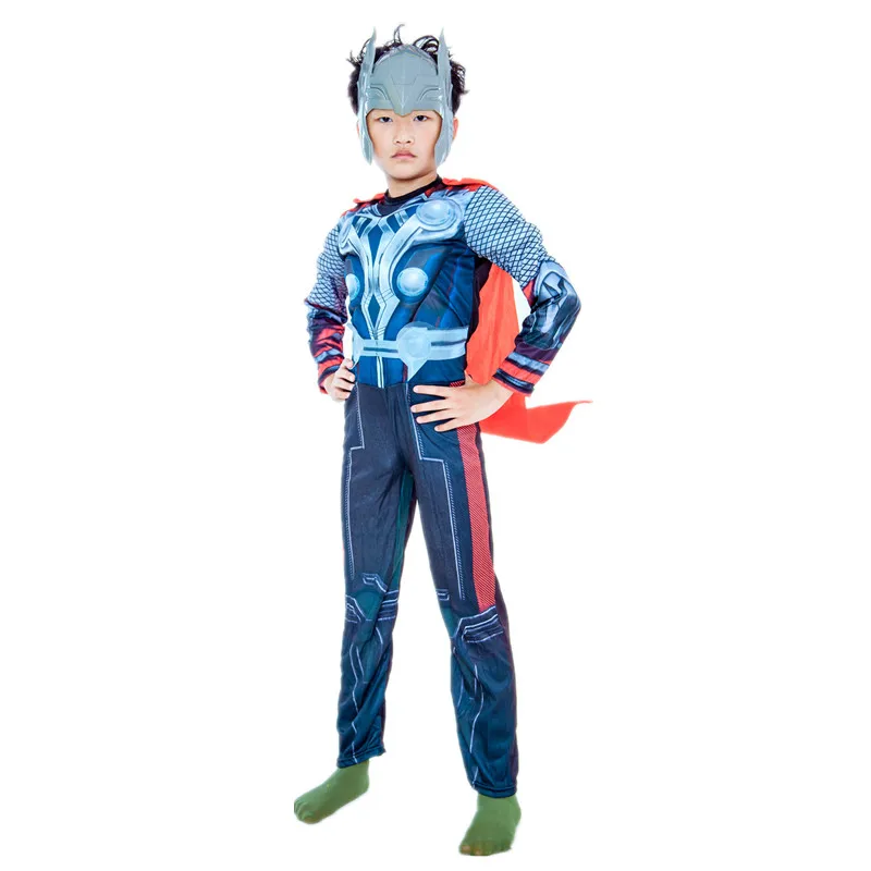 Boys Superhero Thor Cosplay Costume Boys Movie Mask Set Movie Character Fantasy Muscle Costume Kids Dress Up Party Costume