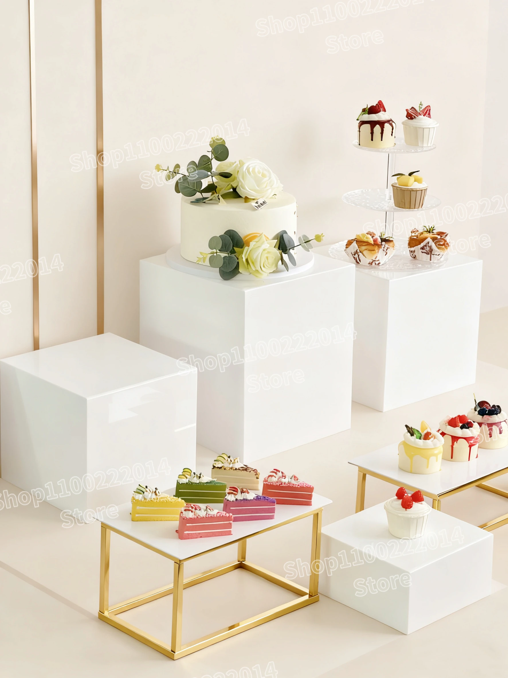 

Acrylic Cube Riser Display Box for Wedding Birthday, Buffet Food Dessert Table Cookie Stand Baby Shower Event Background Decor