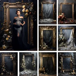 Mehofond Photography Background Vintage Gold Frame Flowers Adult Birthday Wedding Maternity Portrait Decor Backdrop Photo Studio