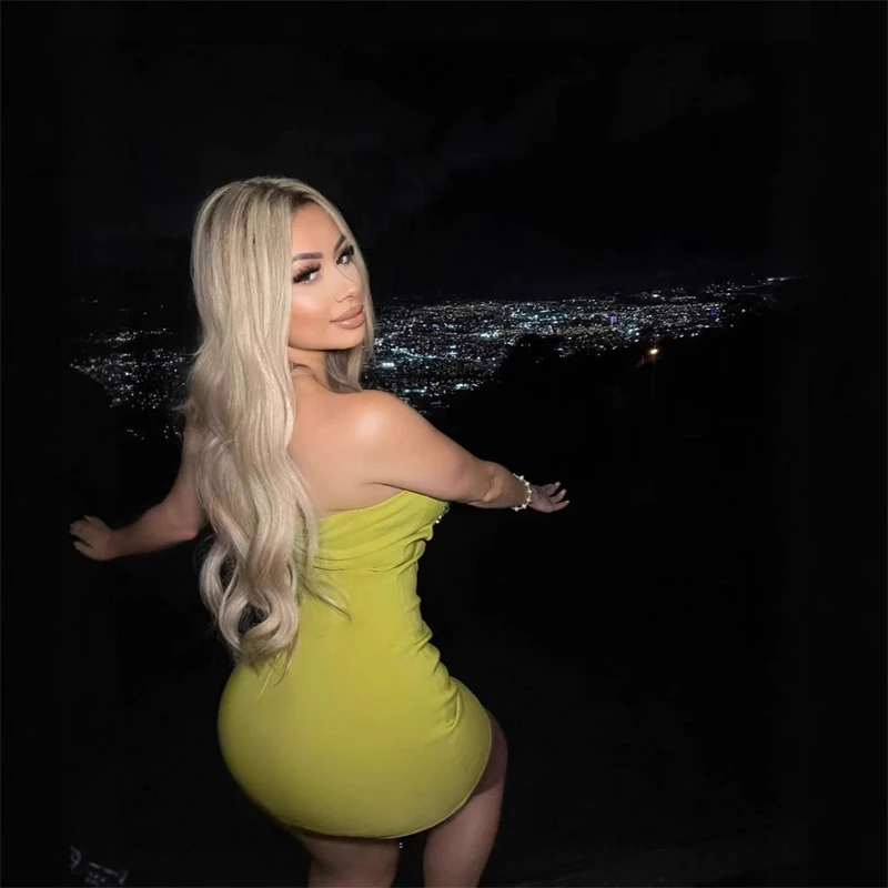 Vestido ceñido al cuerpo para mujer, vestido Sexy de lujo sin tirantes con diamantes brillantes recortados, traje elegante para fiesta de noche y cumpleaños