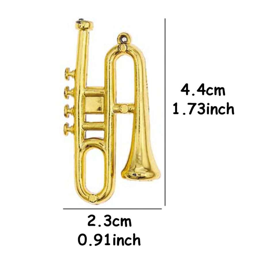 10pcs 4.4cm Plastic Mini Golden Double-tube Horn Ornament Dollhouse Desktop Decoration Decorative Crafts Room Scene Accessory