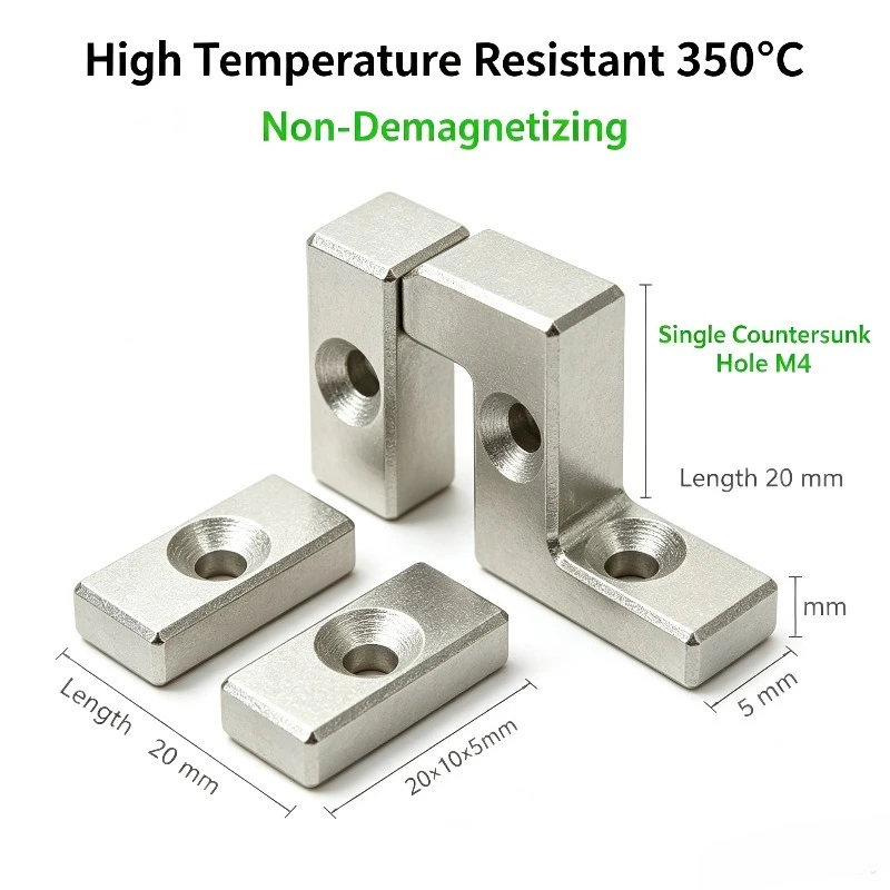 20X10X5mm With 4mm Countersunk Hole Super Strong NdFeB Block Neodymium Magne