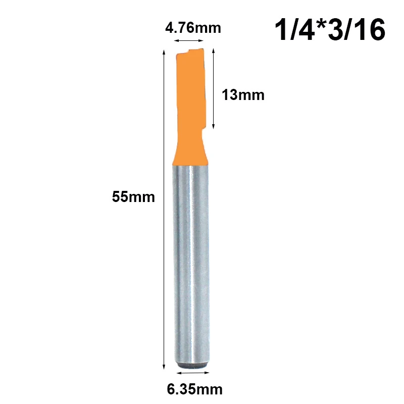 1PC 1/4" 6.35MM Shank Milling Cutter Wood Carving Blade Double Flutes Straight Bit Woodworking Tool Carving Trimming Router Bit