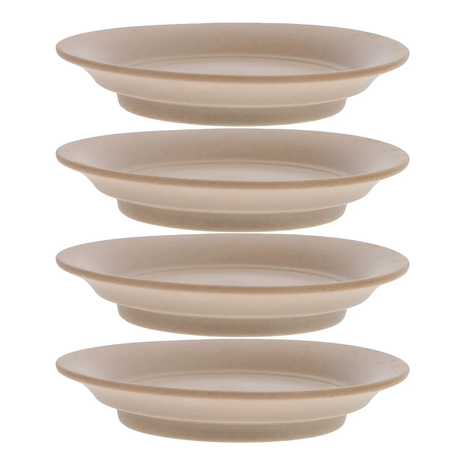 4Pcs Brazilian Wood Plant Tray Ceramic Saucer for Indoor Hydroponics Stylish Water Resistant Drainage Tray Home Garden Use