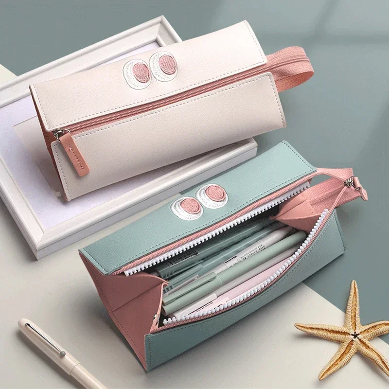 Estuche para bolígrafos de PU de gran capacidad de monstruo de dibujos animados, Material de Anime, papelería, útiles escolares, Estuche para lápices Kawaii