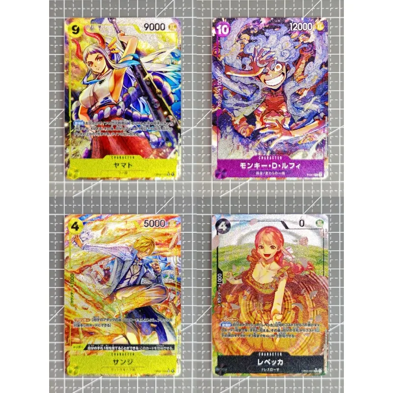 ONE PIECE Anime Surrounding DIY Thick Flash Card OPCG Second Bullet 4 Cards/Set 63*88mm Size Collection Card Toy Birthday Gift