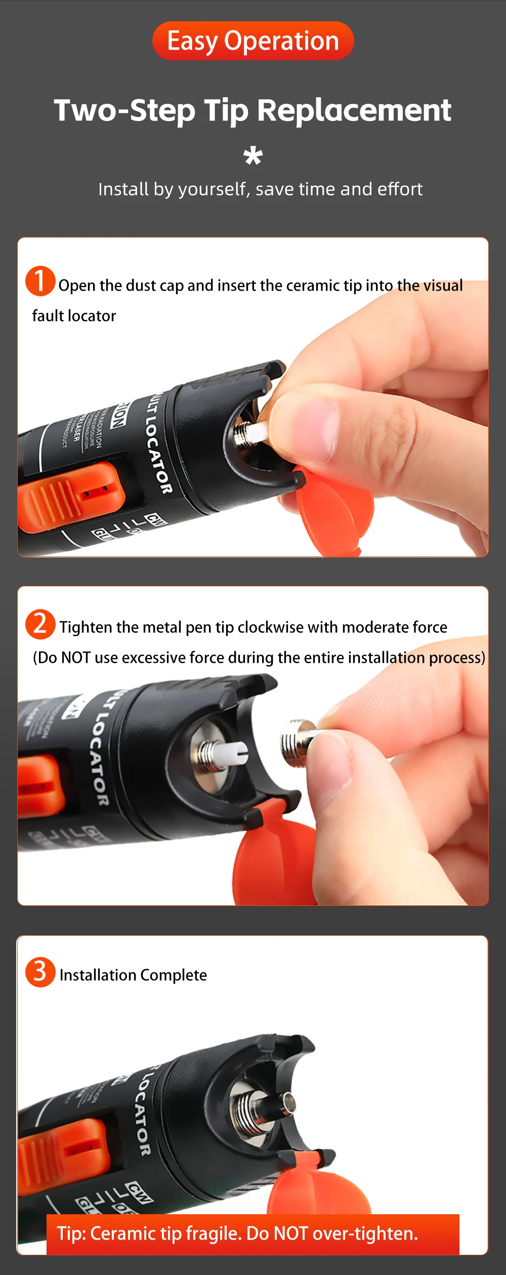 Hochwertige Keramik-Einsatzspitzen mit dicker Wand - Unzerbrechliches Glasfaser-Werkzeugzubehör für visuelle Fehlerortungsgeräte – Detail 4