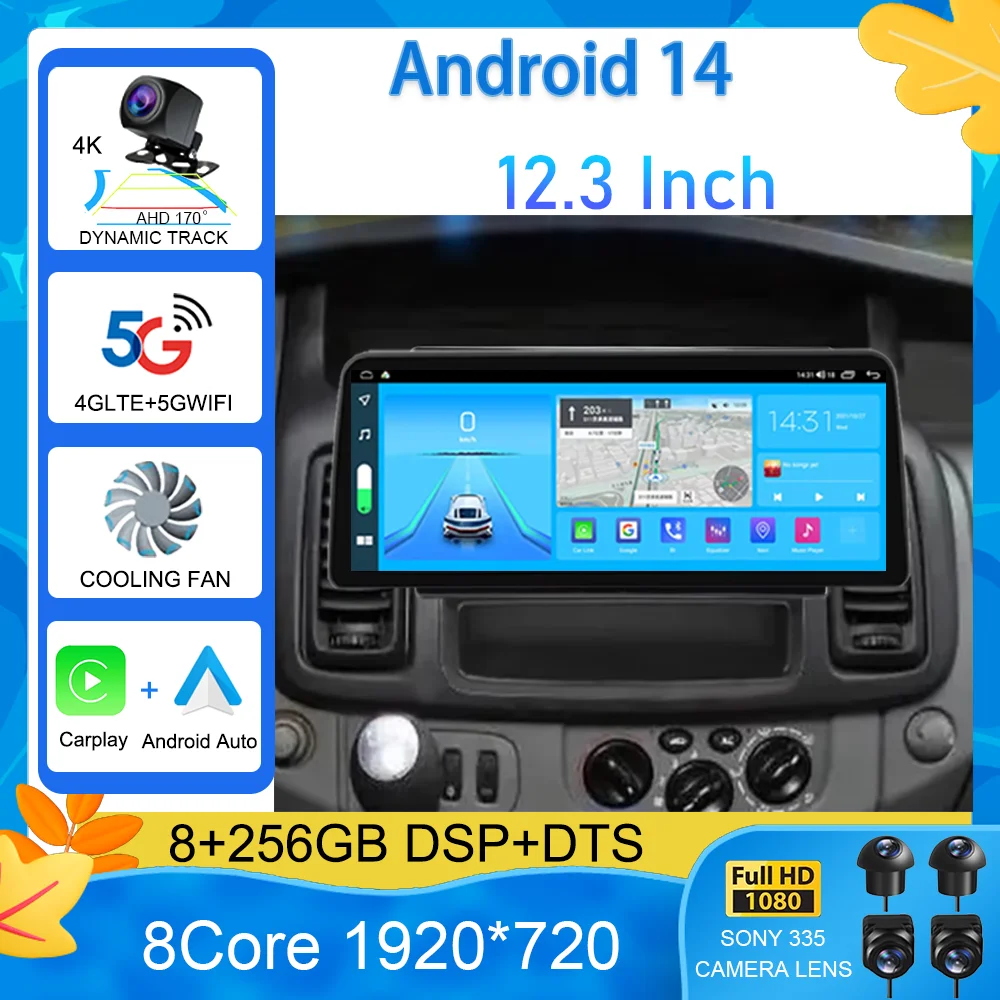 12.3 polegadas para renault trafic opel vivaro nissan primastar 2010 - 2014 carplay android auto rádio carro reprodutor de vídeo multimídia