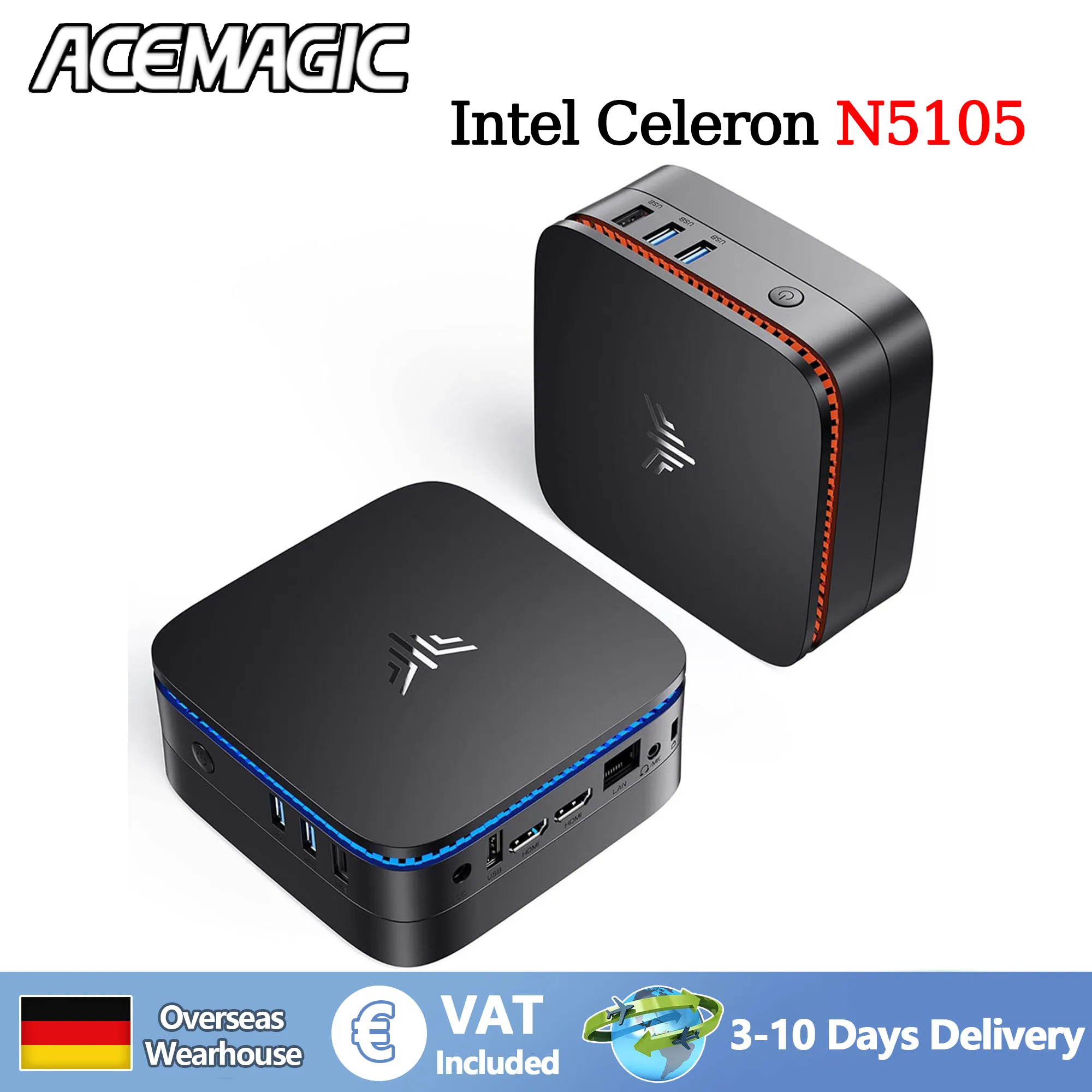 Acemagic-Mini Pc-Windows 11 Pro - Intel Celeron N5105 - 16 Gb Ddr4 512 Gb M.2 Ssd-4K Uhd-Bluetooth 4.2-Hdmi X 2